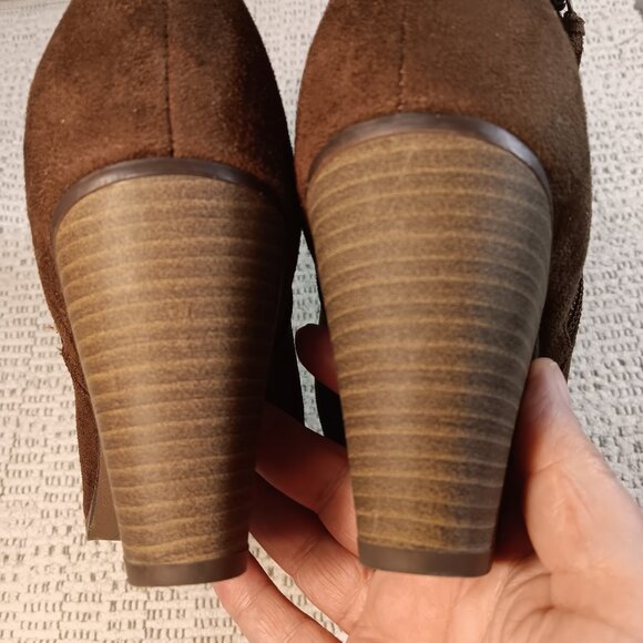 Merona women's chocolate brown faux suede zipper tassel ankle boots sz 11 - NWOT - Picture 7 of 10